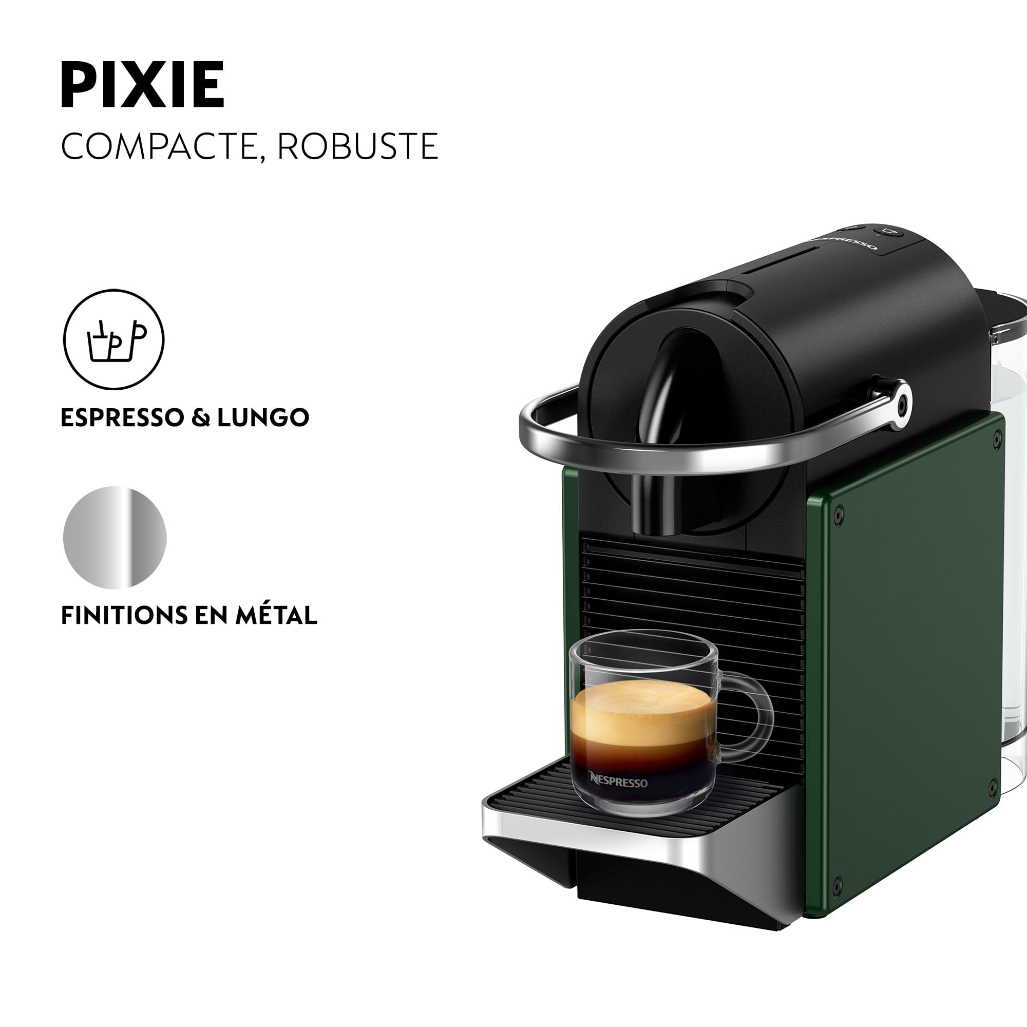Cafetière à capsules Pixie Vert Foncé – Compacte, finition métal – photo 6 – Elbaro