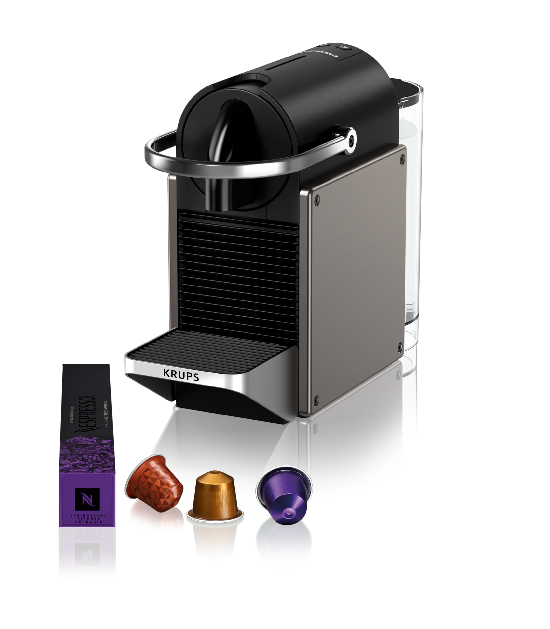 Machine à capsules Pixie Titane – Design industriel, espresso & lungo – Elbaro