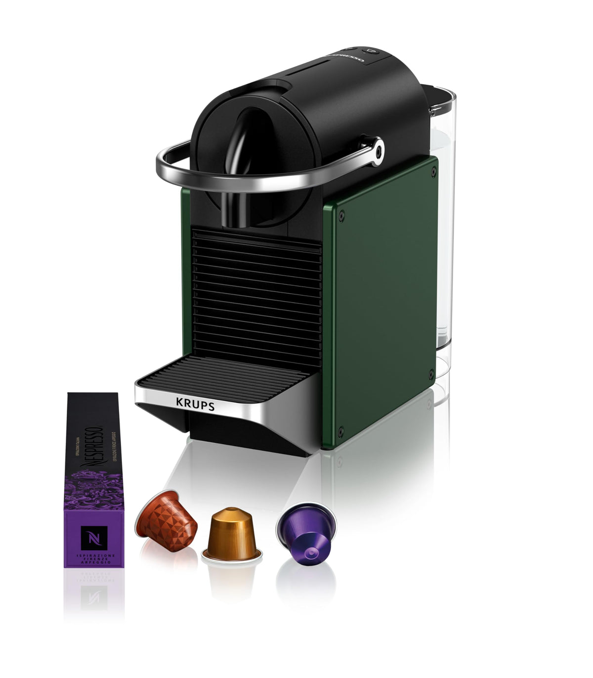 Cafetière à capsules Pixie Vert Foncé – Compacte, finition métal – Elbaro