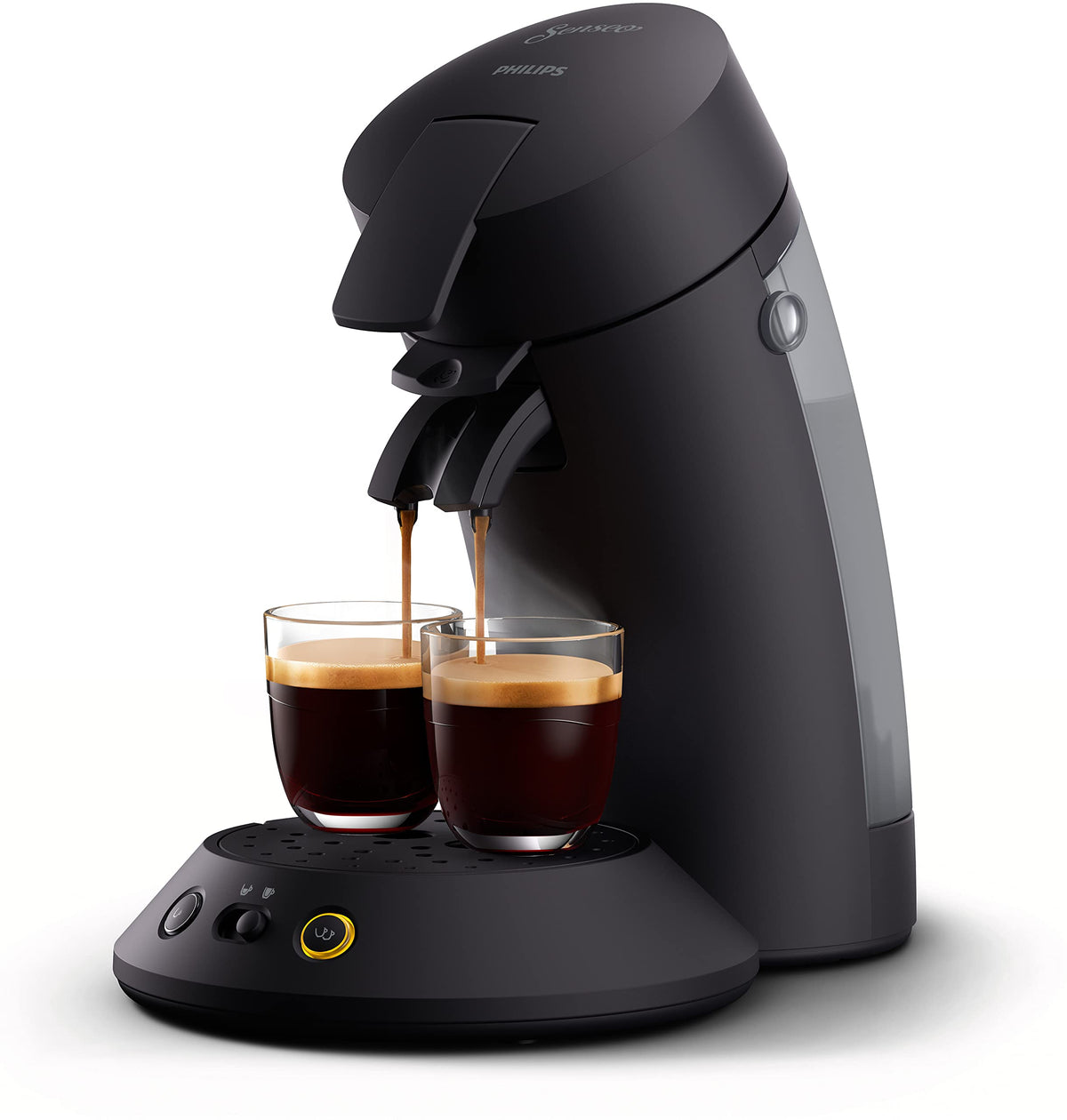 Cafetière Senseo CSA210/22 à dosettes – Noir Piano, sélection d'intensité – Elbaro